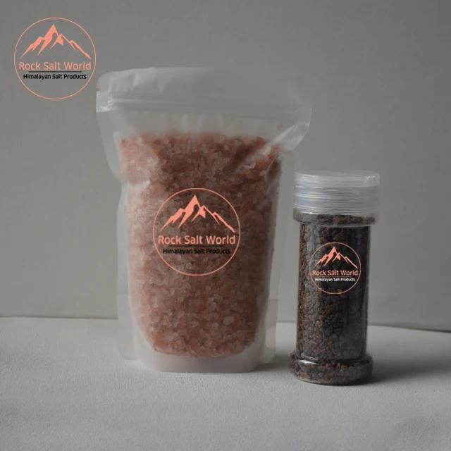 Natural Pink Dark Edible Salt Food Grade Himalayan  Organic Natural  Fine Rock Salt With best Zipper And Salt Jar Private Label