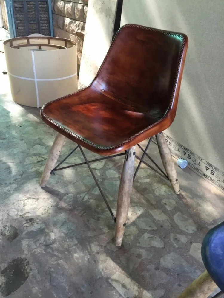 India Industrial Dining Chair , Leather Dining Chair, Restaurant Furniture