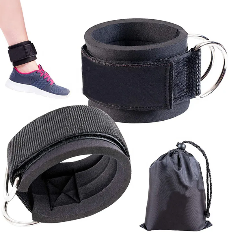 Wholesale Custom Logo Padded Ankle Cuffs Adjustable Ankle Straps D Ring Gym Ankle Straps For Cable Machines