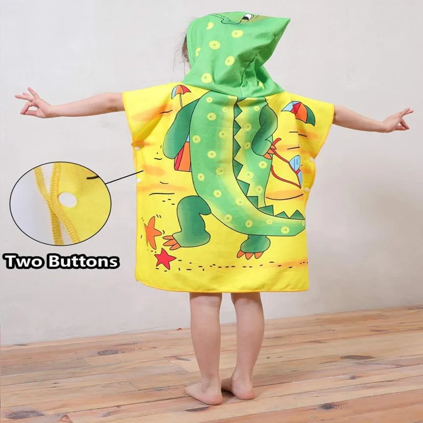 Microfiber Custom Print Cartoon 100%Polyester  Hooded Poncho Kids Hooded Beach Bath Towel