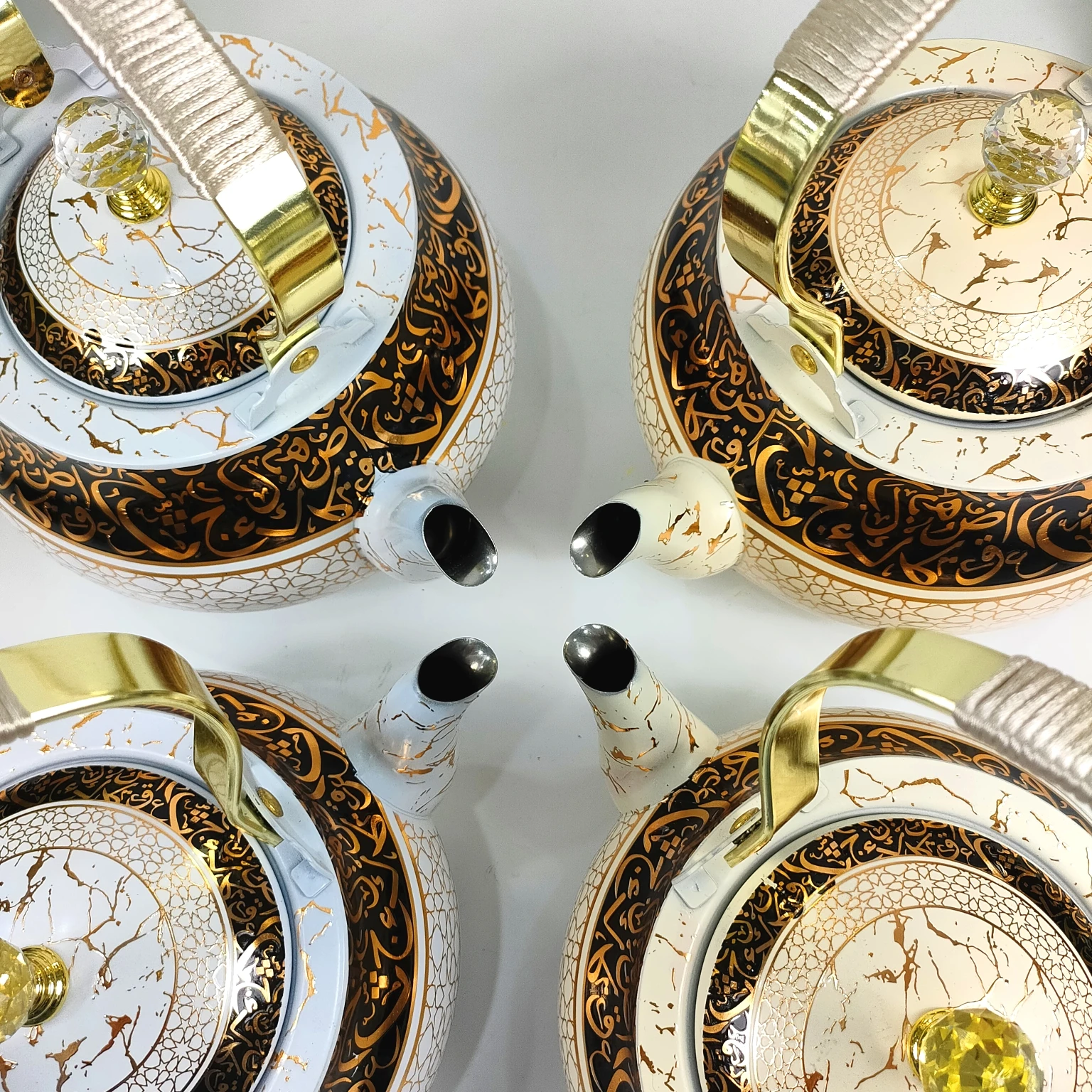 High quality Arabic Style Teapot 1.5L White and Gold Plated Stainless Steel Teapot