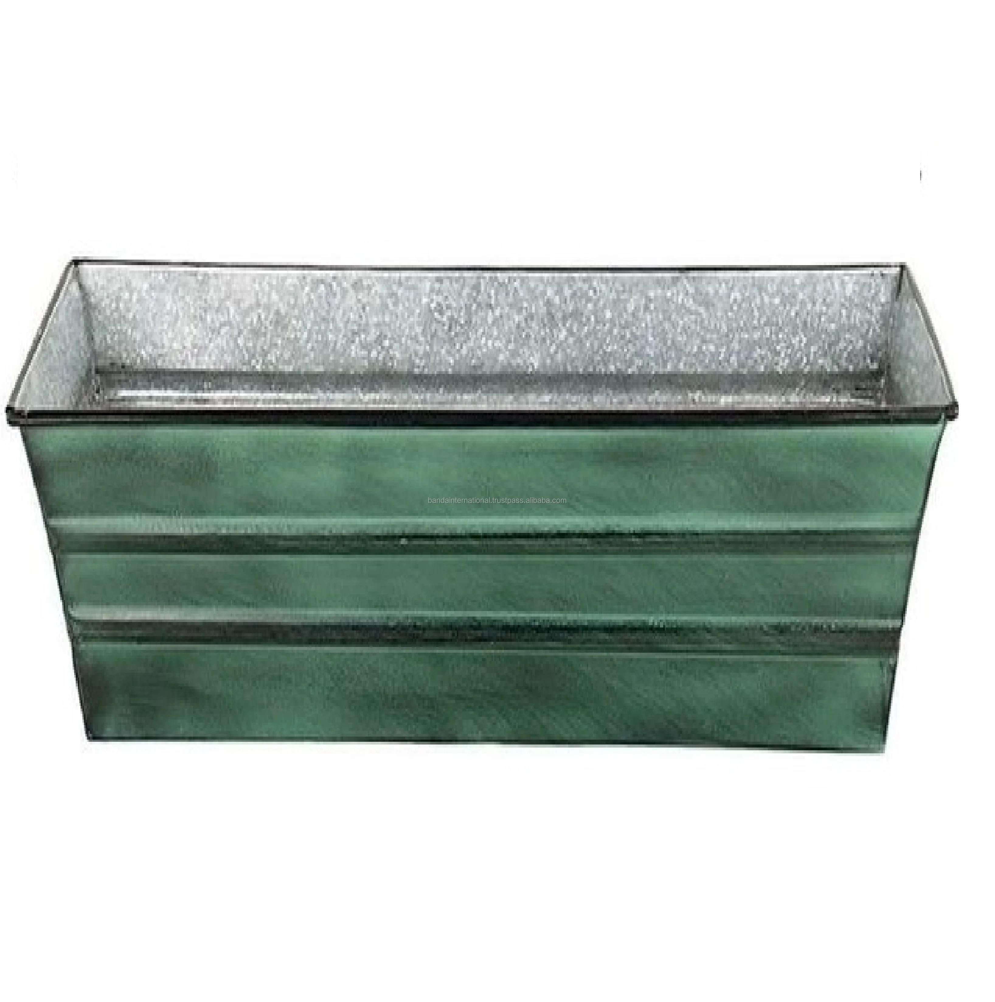 Indian Made Highest Quality Galvanised Zinc Tree Planters With Green And Black Color Garden Planters Low Prices
