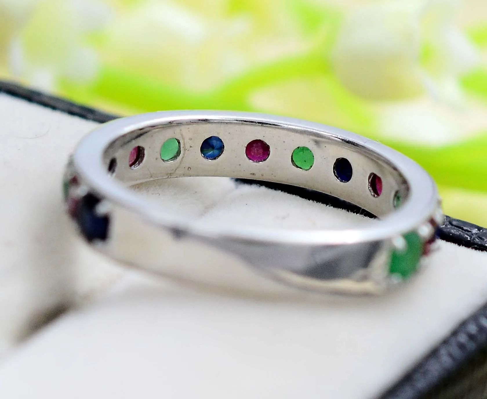 Top Quality Natural 3 MM Round Ruby Emerald Sapphire Multi Gemstone 925 Sterling Silver Women Designer Ring By Indian Exporter