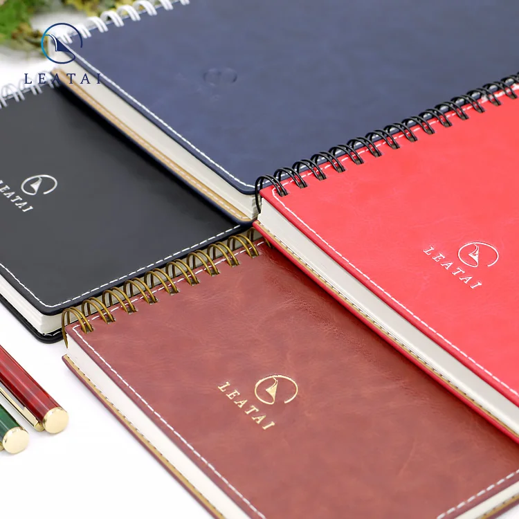 
Colorful faux leather cover spiral binding planner 