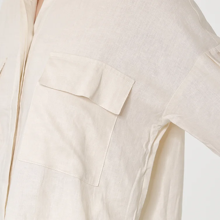 2021 Korea Spring Large Size Loose Dress Casual Ladies Cotton Linen Long Sleeve Dress Shirt Women