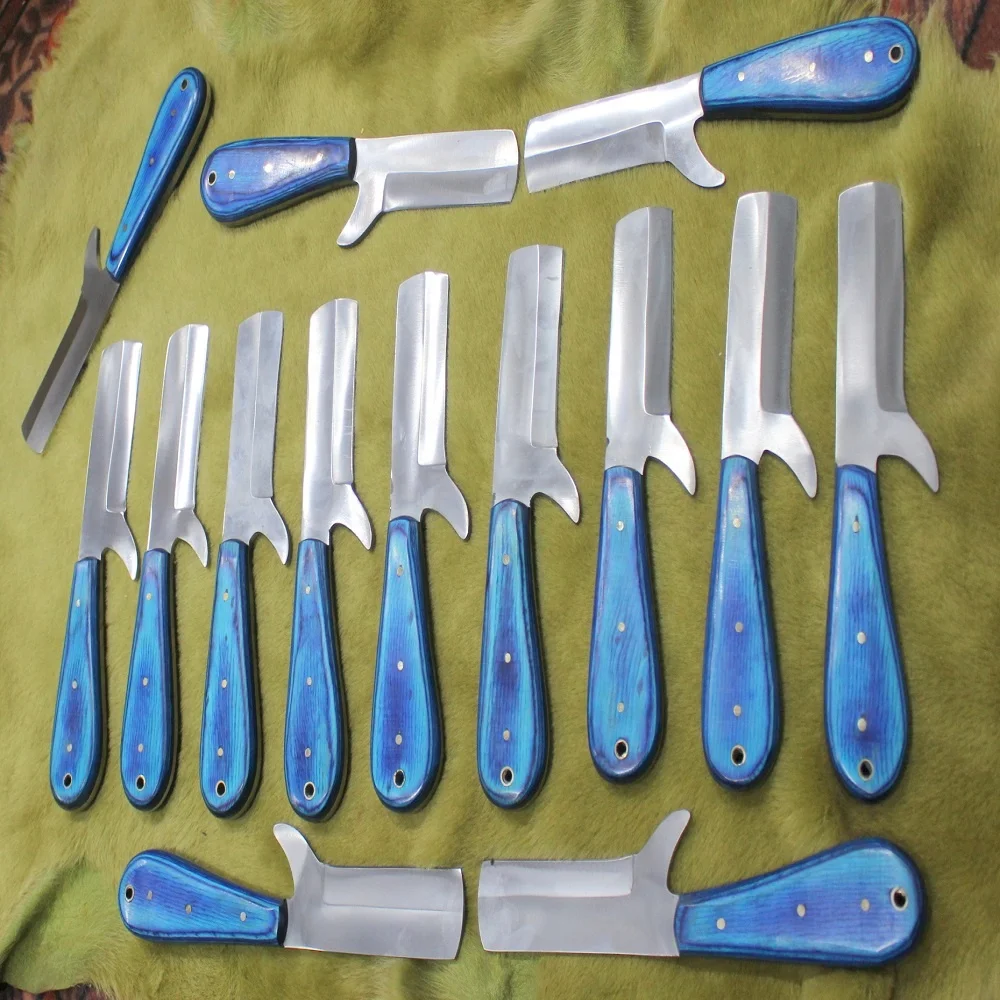 BEST QUALITY LOT OF 14 HIGH CARBON STEEL HUNTING FIX BLADE BULL CUTTER KNIVES WITH WOOD SHEET HANDLE