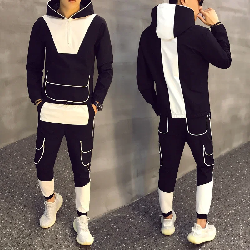 Black White Tracksuits Jogging Sweatsuit High Quality Men Tracksuits/custom sweat suits