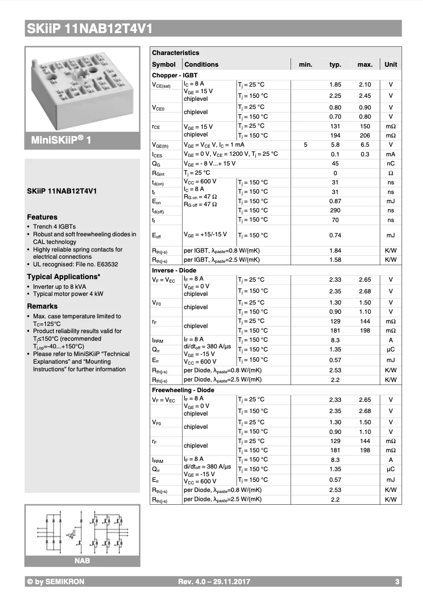 Good Quality Original And Certified SKiiP 11NAB12T4V1 From Germany Other Sensors Motion Sensors