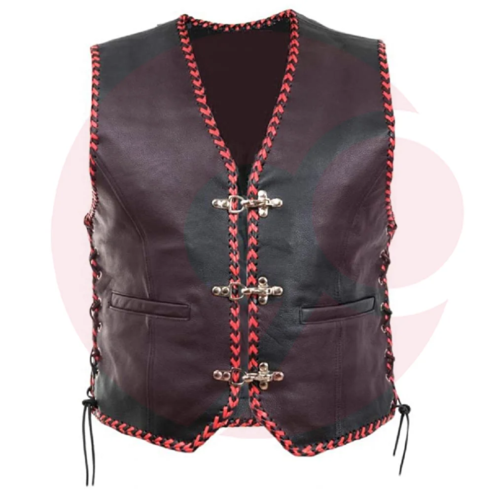 New Style Men Leather Biker Vests Pakistan Supplier Leather Motorbike Vest