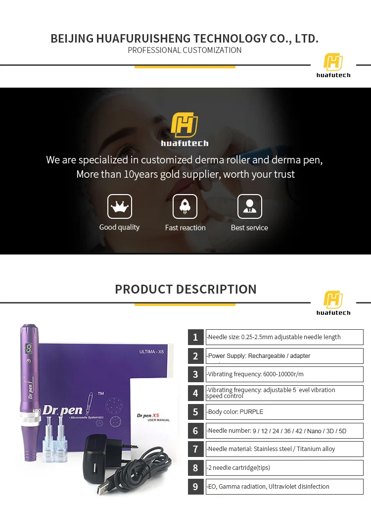 Newest Dr Pen X5 LED Screen Anti-aging Rechargeable Microneedling Derma Pen Cartridges for Sale