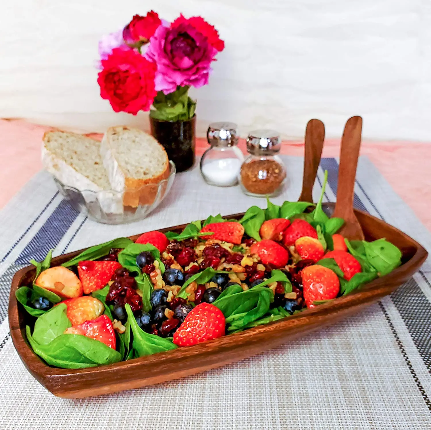 Modern Acacia Wood PET Food Bowl Set Safe-Large Multipurpose Use Salad Bread Pasta Noodles Dessert Wedding Party Mixing Box
