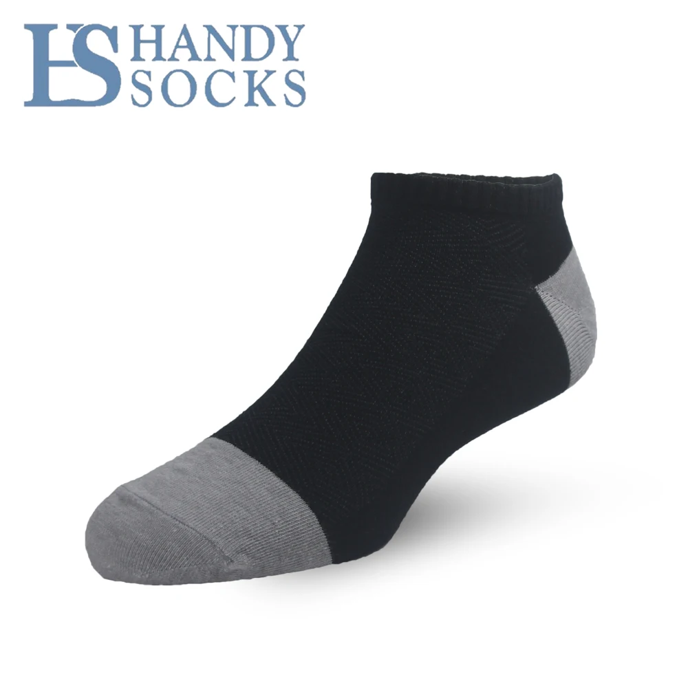 Custom Breathable Work Wholesale Anti-Bacterial Moisture Wicking Athletic Cushion Unisex Black Grey Bamboo Trainer Ankle Socks