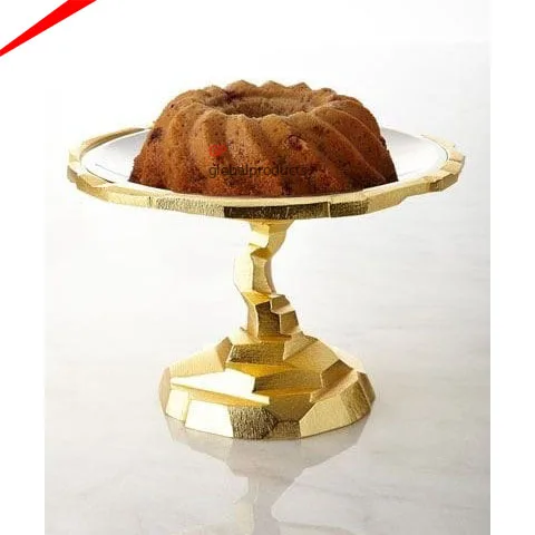 wedding decorative white marble round cake stand with gold metal butterfly base stand for table centerpiece decor