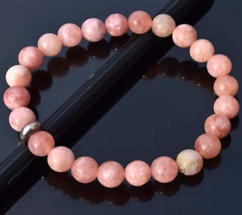New Arrived 8mm Thread  Red Sunstone Semi-Precious Gemstones Healing Crystal  Beaded Bracelet at Factory rate