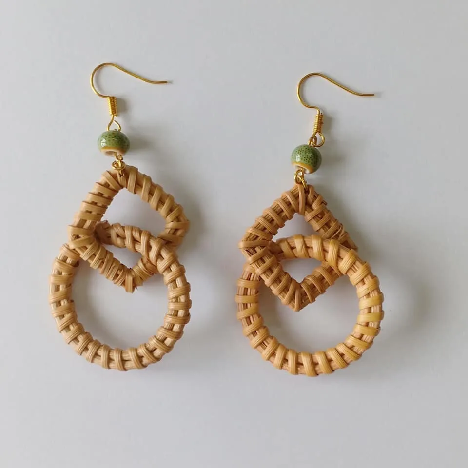 Unique Rattan Earrings from Vietnam
