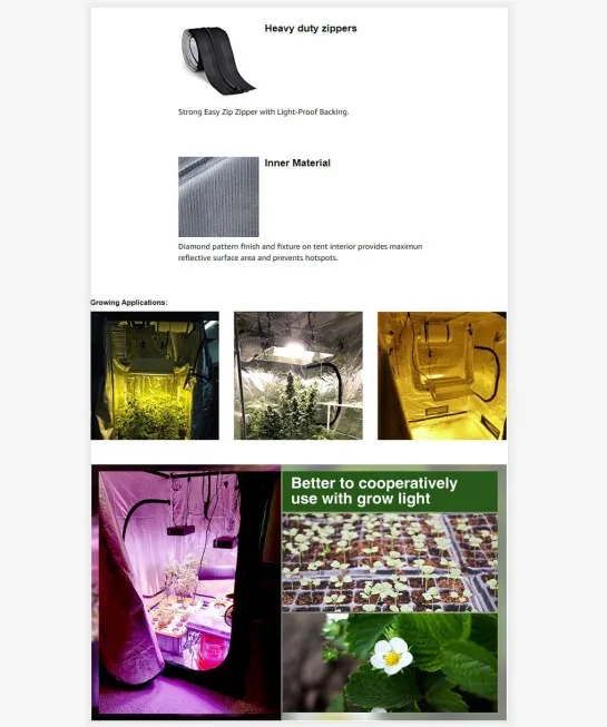 Customized large size of 600*300*200cm Outside 600D Fabric mylar grow tent indoor mushroom grow tent room growing kits