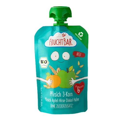 
Fruchtbar Organic puree Peach 3-grain - peach-apple-millet-spelled-oat baby food porridge 100g 