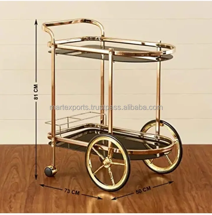 High Quality Stainless steel serving/bar trolley in gold finishing at wholesale price for restaurant hotel & home