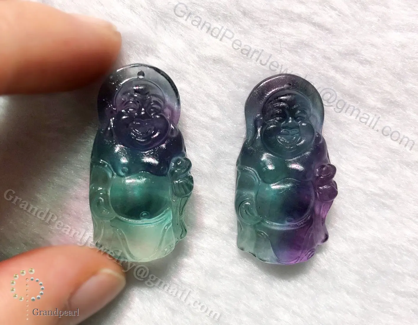 
Rainbow Fluorite - 17x30mm Buddha Loose pieces - Loose Gemstone 