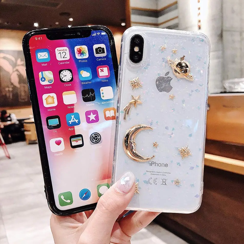 
New 3D Bling Universe Glitter with Space Sparkle Flexible Soft PC+TPU Phone Case for iPhone 11 