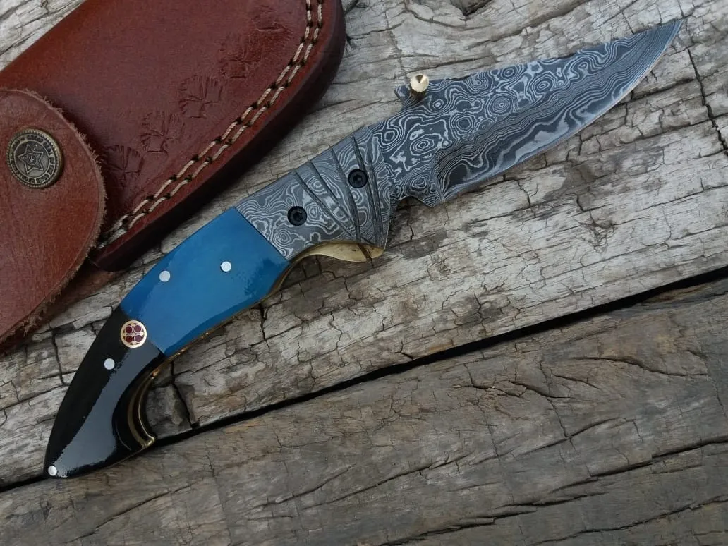 LWS884 Pocket Knife Folding Camping Hunting Damascus Steel Blade Foldable Stainless Item Packing Color Handle Weight Pieces