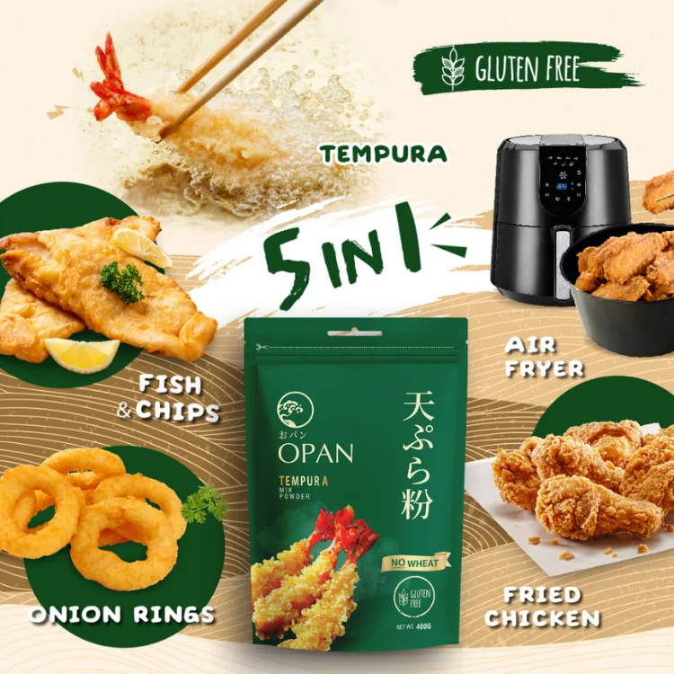 CRISPY FLOUR & TEMPURA MIX POWDER OPAN GLUTEN-FREE - BOX 8 KG | 400G | Fried Chicken | Karaage | Fish&Chips | Onion Rings | Rice