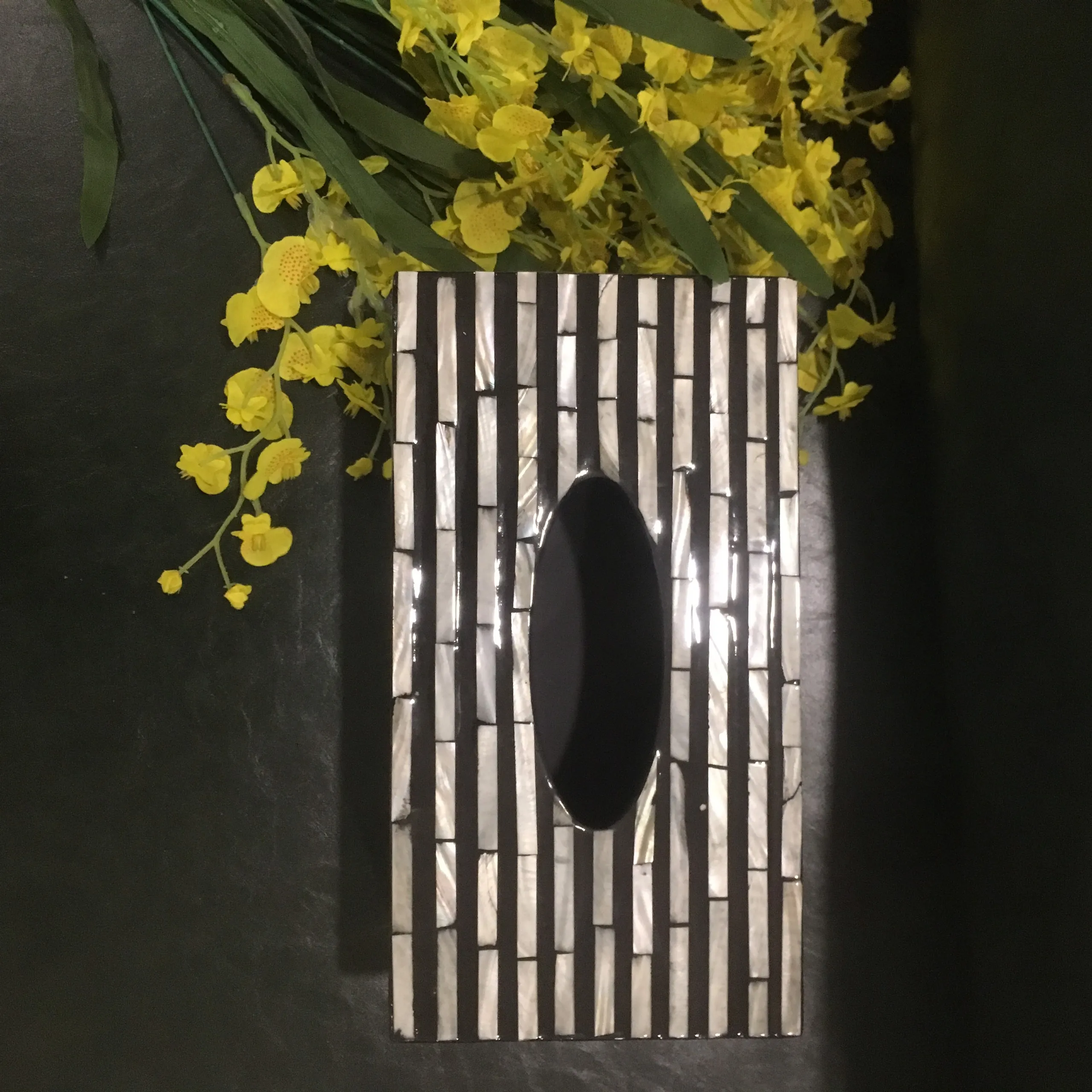 Decoration natural shell mother-of-pearl inlaid rectangular tissue box