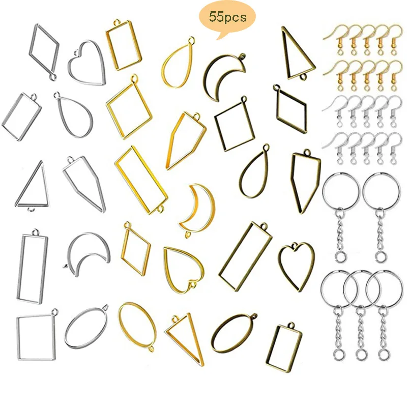 DIY Metal Frame UV Epoxy Model Geometric Shape Hollow Heart Frame Pendant Keychain Pendant Earring Necklace Epoxy Resin Frame