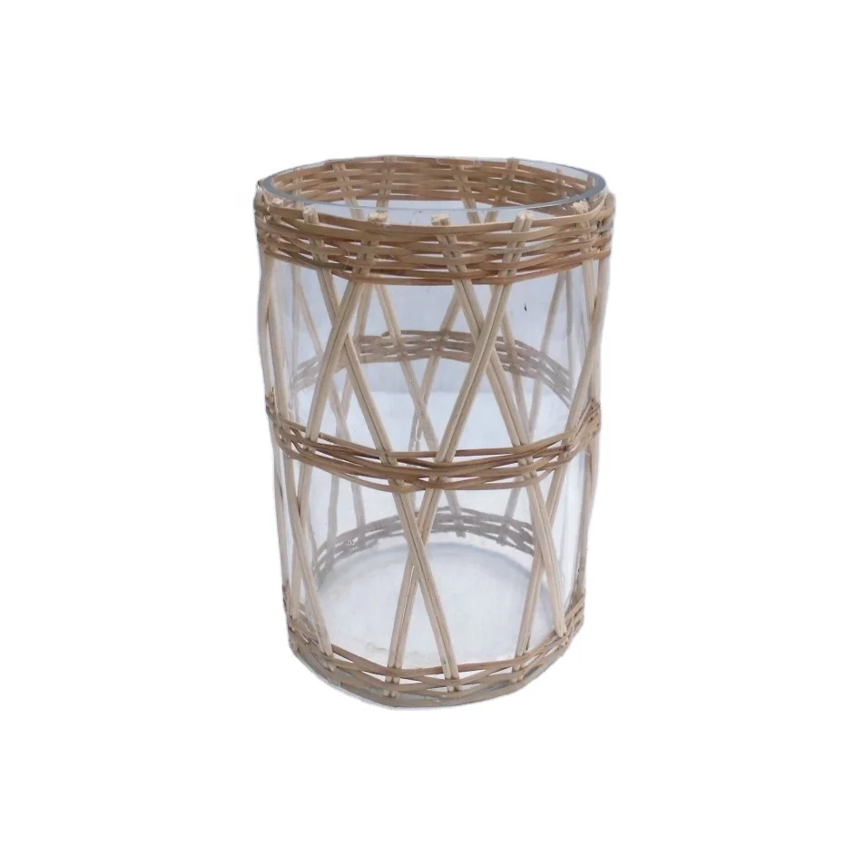 Роскошное украшение для дома, дизайнерская бамбуковая ваза из высококачественного стекла с логотипом