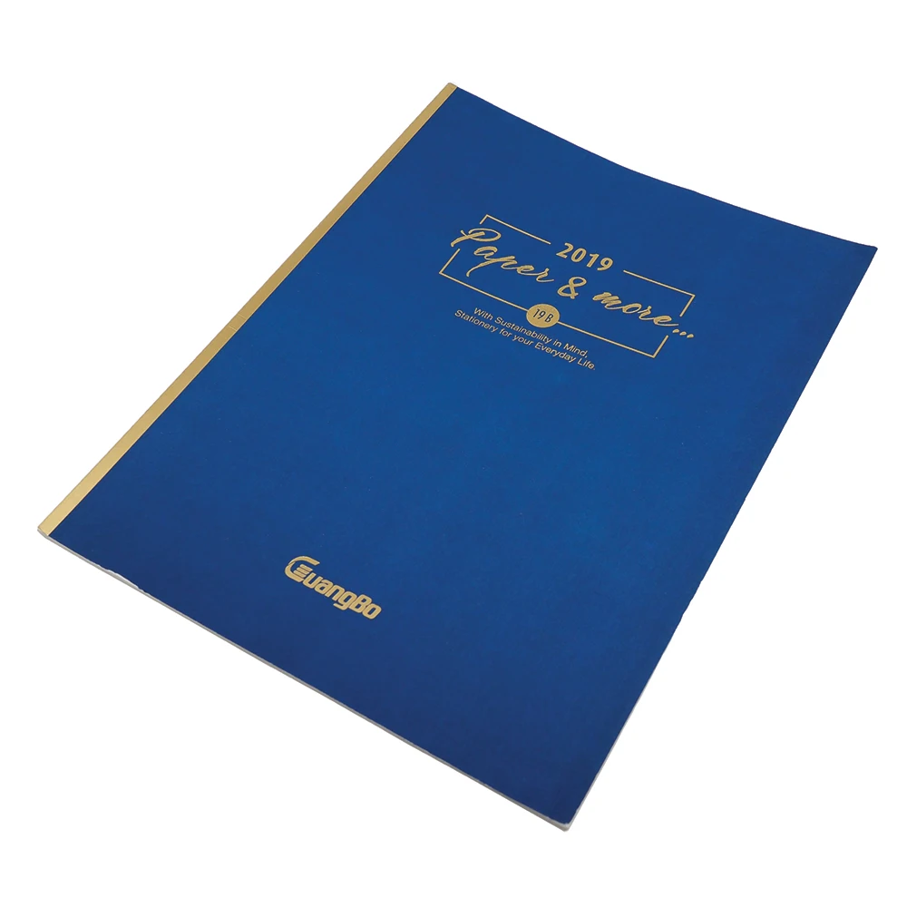 
 A4 210 мм x 297 мм горячее тиснение атласная текстура офсетная печать синяя бумага без покрытия буклет  