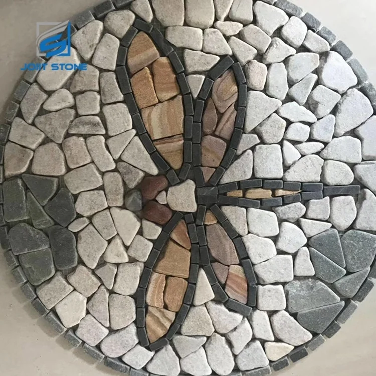 Outdoor Slate Mosaic Tiles Stone Mesh Paver For Flooring