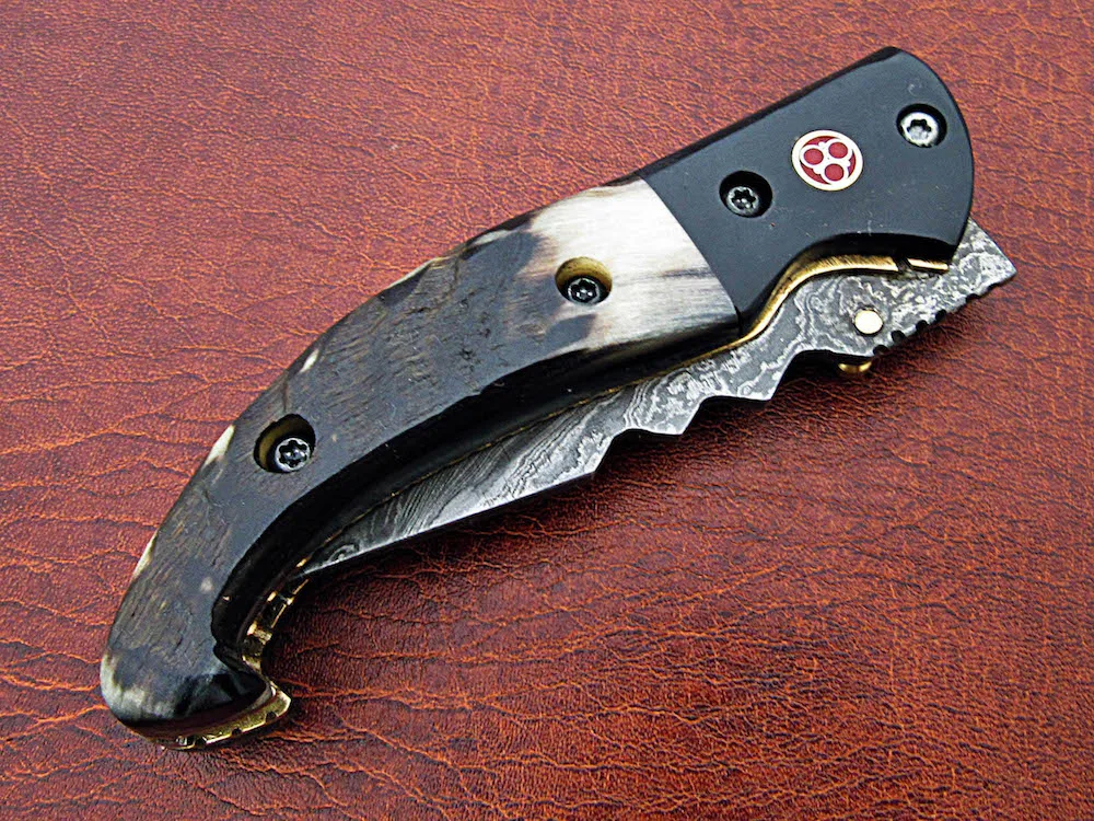 Высококачественный тактический складной нож для выживания на открытом воздухе с ручкой из бычьего рога охоты и кемпинга оптовая продажа стального лезвия