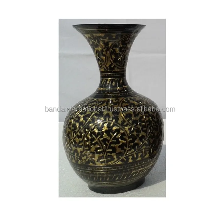 Indian Hand Craved Brass Flower Vase For Wedding Decoration Hot Selling Metal Flower Pot