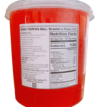 
Hot Sale Bubble Tea Wholesale Taiwan Strawbreey Popping Boba Juice Ball 