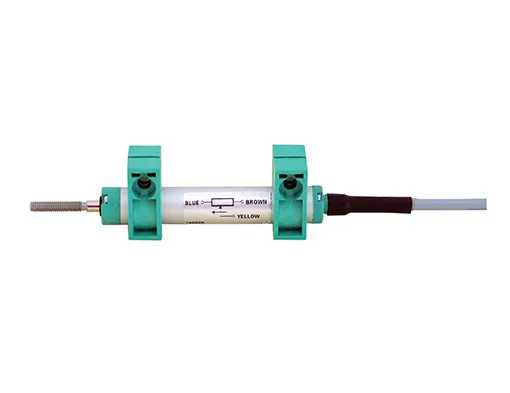 
displacement sensor, miniature version, potentiometer, service life: 108 movements, integrated cable 1 m, IP60, 