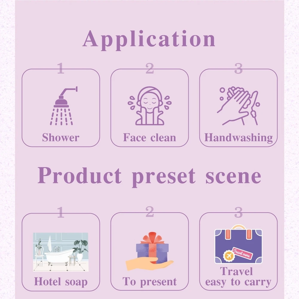 Macaron style lavender bar soap for face body clean and good smell