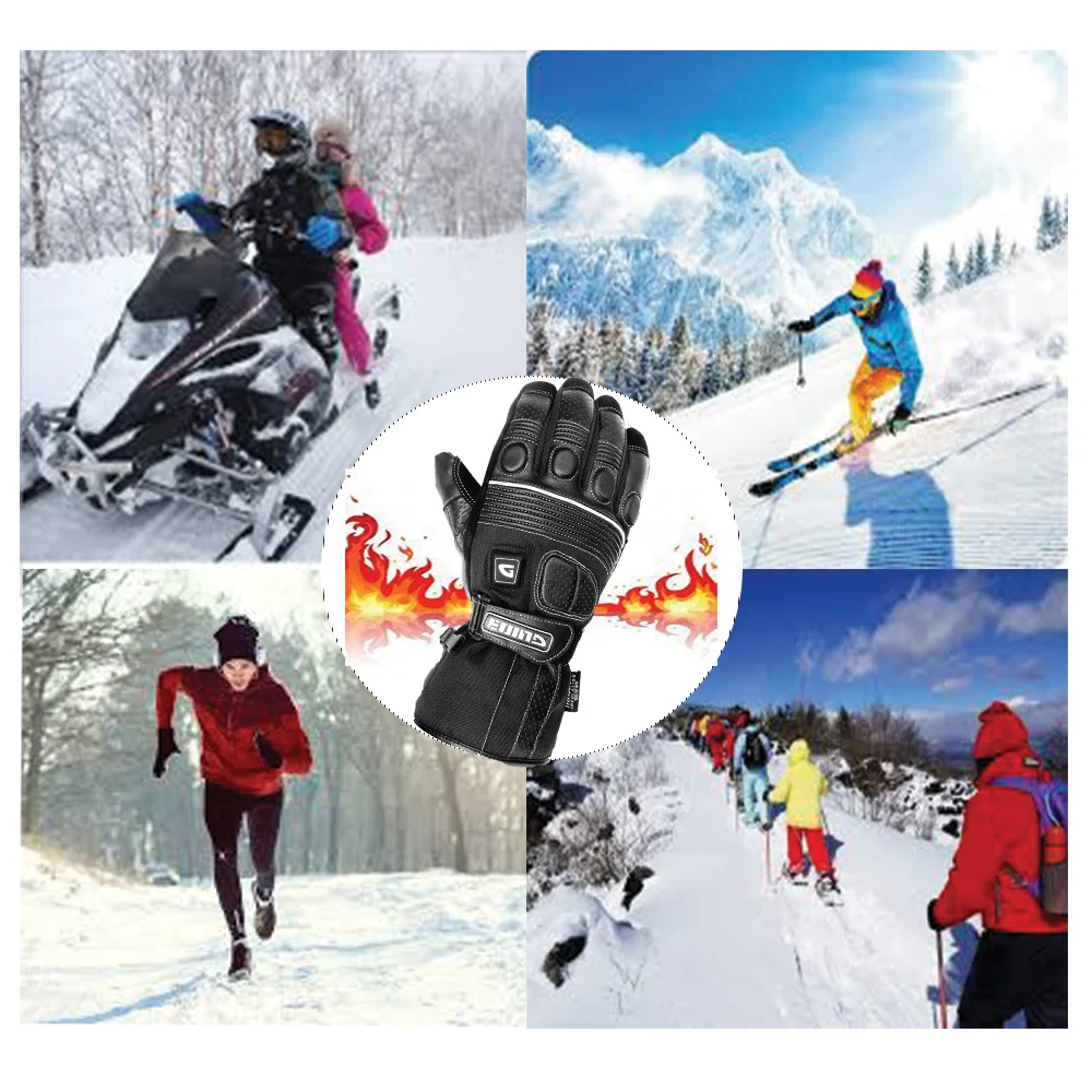 Winter Men Winter Electric Leather Heated Gloves Full Finger Heated  Motorcycle Gloves For Motorcycle Outdoor Work Bike