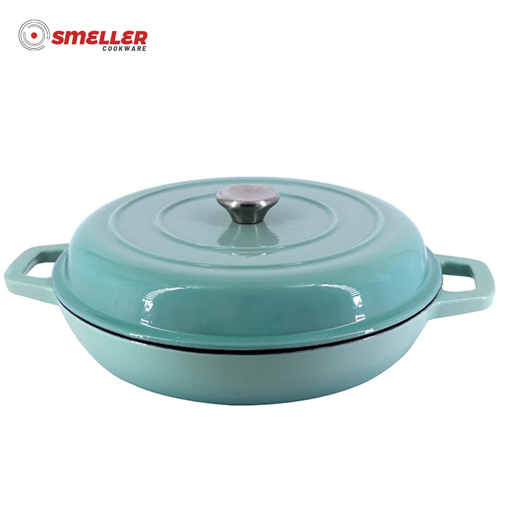 Чугунная эмалированная кастрюля для буфета с крышкой