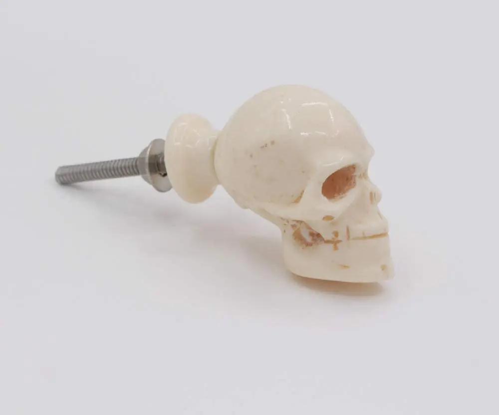 Resin Skull Red White/antique Dresser Pulls Drawer Cabinet Wardrobe Door Knob High Quality Handmade Halloween Modern knob