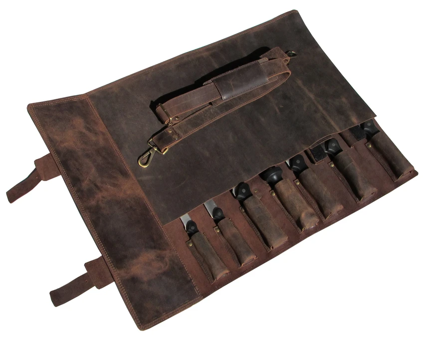 Профессиональный кожаный кухонный нож ручной работы рулон сумок шеф-повара средний коричневый ширина 3 дюйма высота 5 дюймов удерживает длину 18 CE