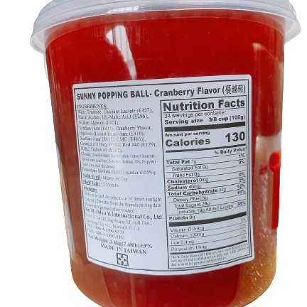 
Hot Sale Bubble Tea Wholesale Taiwan Cranbreey Popping Boba Juice Ball 