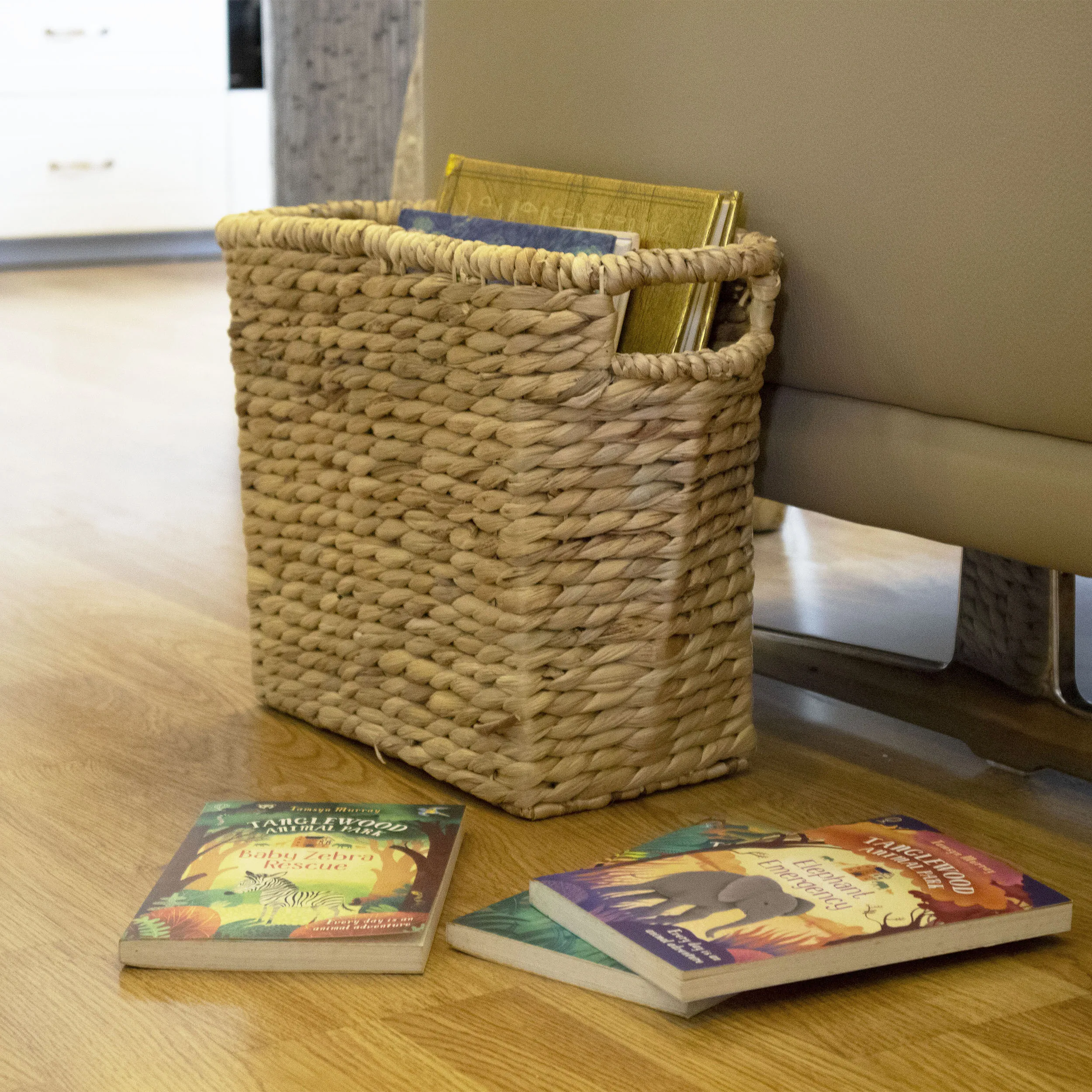 Natural Woven Water Hyacinth Deep Rectangle Storage Basket - Water Hyacinth Wicker Kitchen Storage Food Storage Laundry Baskets