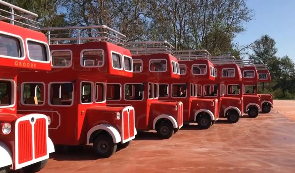 
Trackless Train and Electric London Bus 