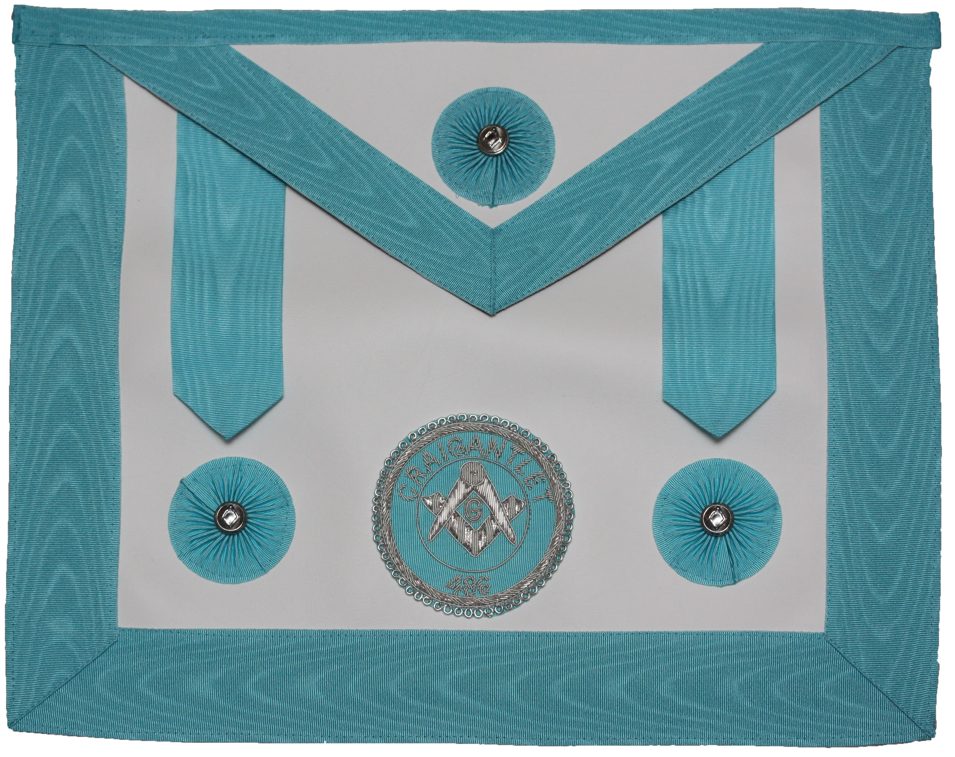 High Quality Masonic Apron Masonic Regalia Leather Blue Embroidered Apron with customized  Logo