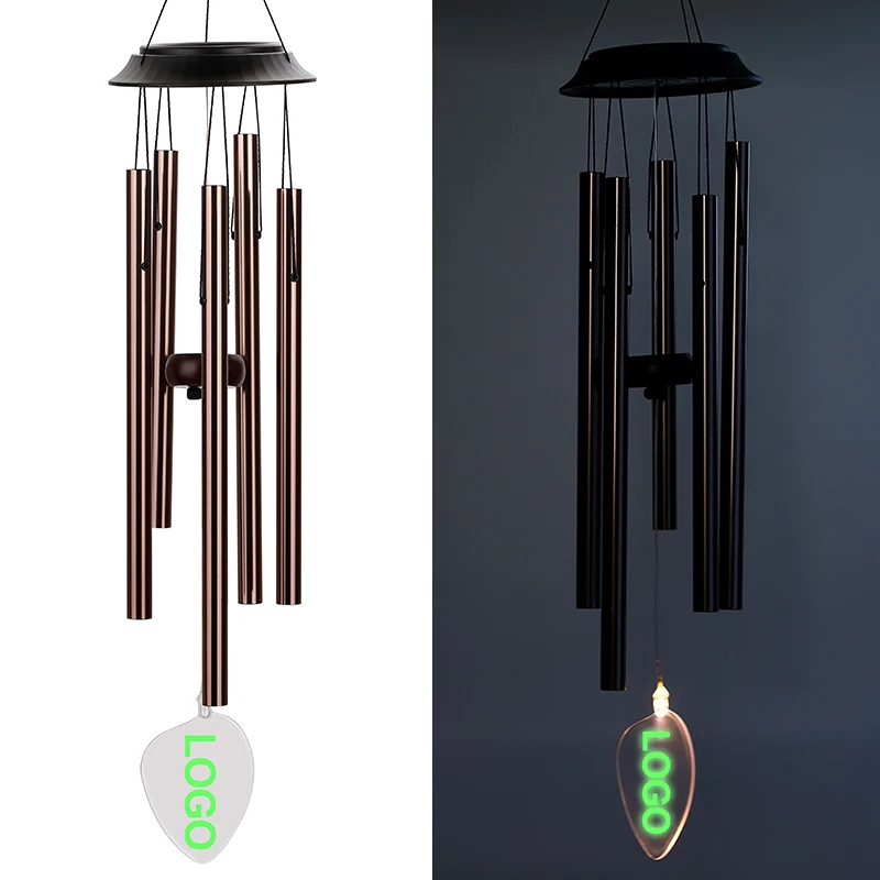 Amazon Hot Sell sympathy Solar wind chimes lamp aluminum and bamboo Tubes Metal memorial wind chimes