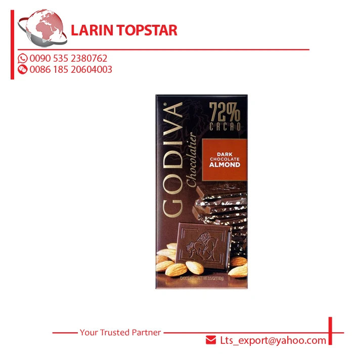 Godiva 100g Tablet Dark Chocolate 72% Almond