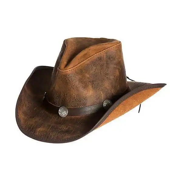 Leather Cowboy Hat Wide Brim Western Style Knight Hat for Men & Women Outdoor Cowgirl Hat Charring Edge