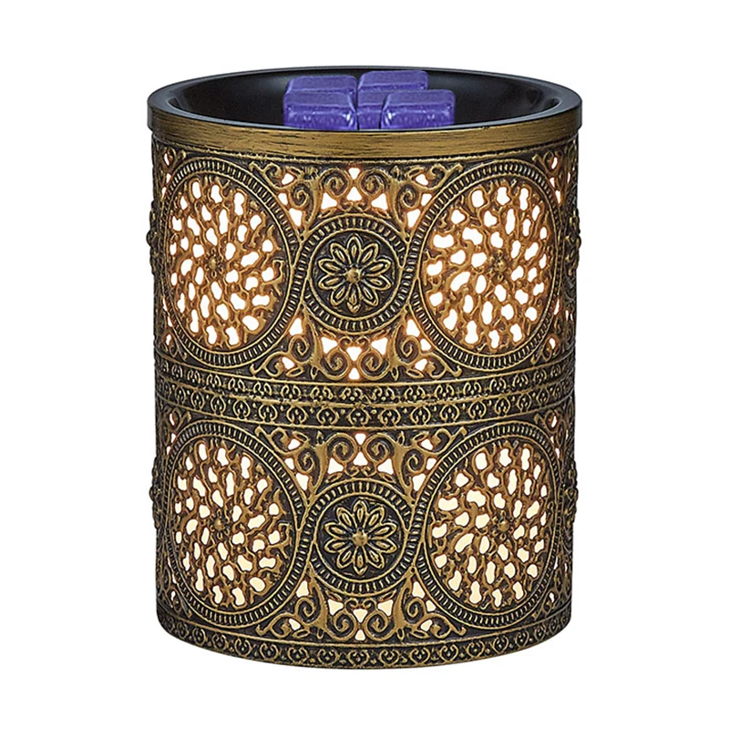 Hot Sale Popular metal Candle Electric Wax Melt Burner Aromatherapy Portable Gold bronze up heating Fragrance Warmer