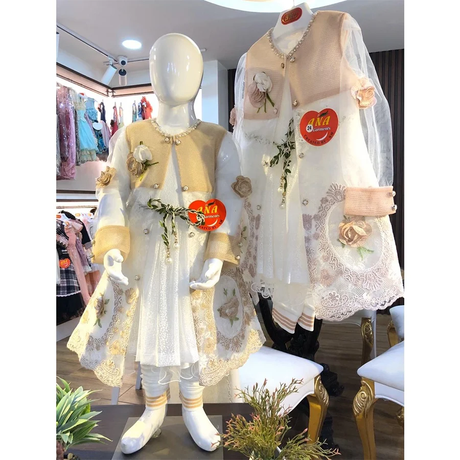 kids dress gown coat with white frock