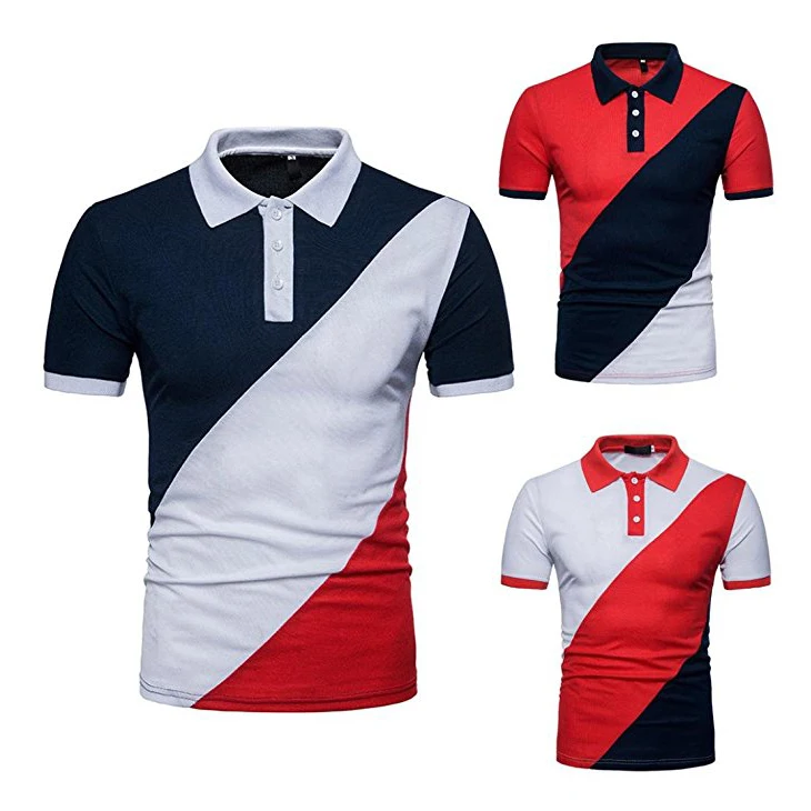 Men Polo Shirt Short Sleeve Contrast Color New Clothing Street wear Casual Fashion Oversized Logo